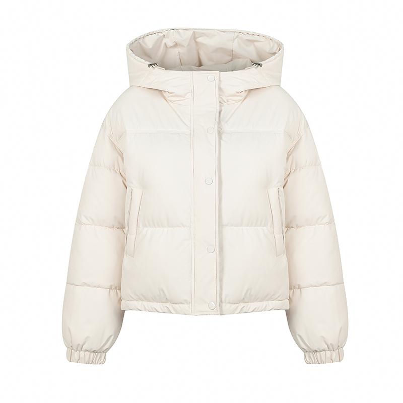 Women Autumn Winter Soild Color Thicken Outwear Cotton Padded Hooded Warm Jacket Coat