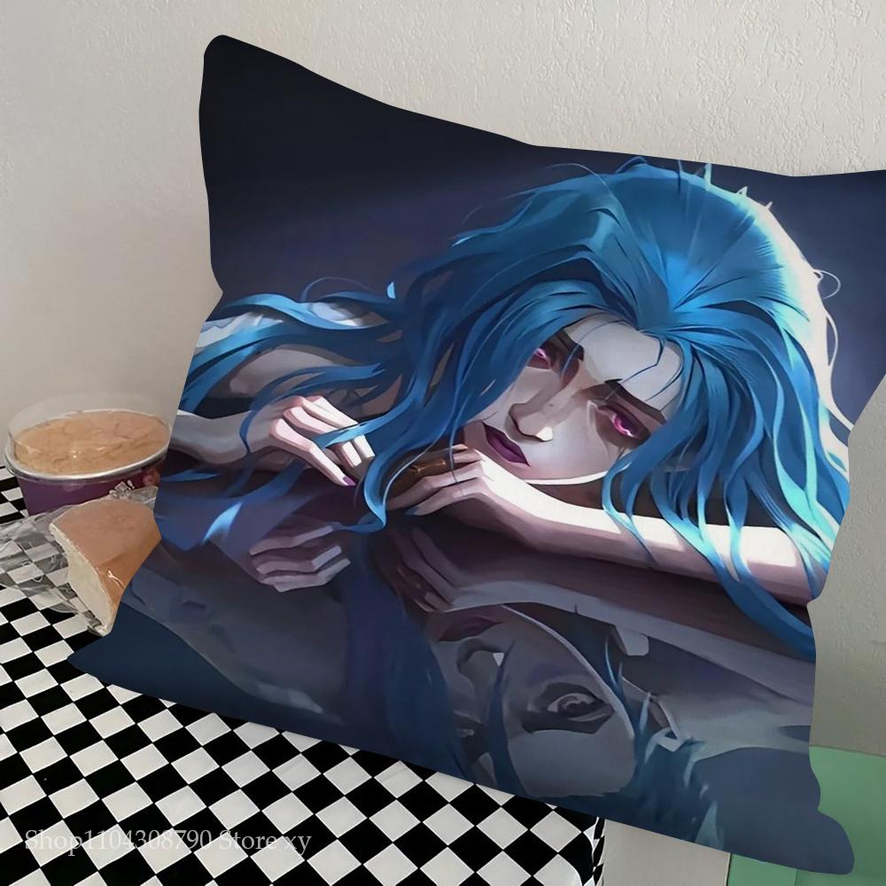 J-Jinx Animated Game Character Pillow Case Square Pillow Bedroom Sofa Leisure Comfort Cushion Car Living Room Home Decoration