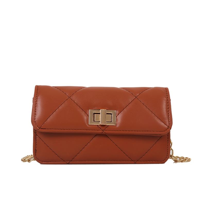 Simple Texture Rhombus Chain Bag Women's 2025 Retro Winter New Transfer Lock Single Shoulder Oblique Span Small Square Bag