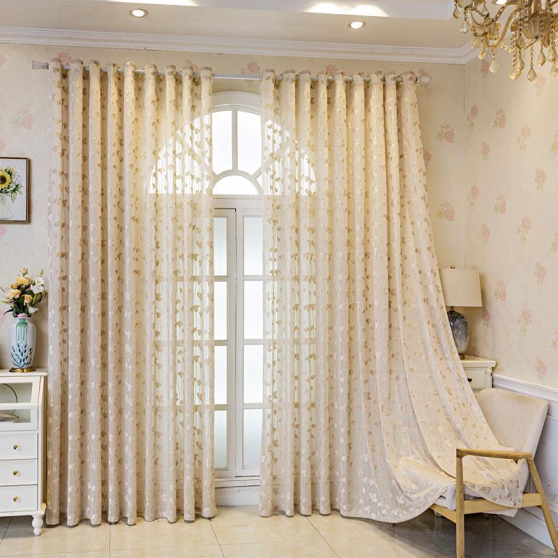 European Style Romantic Lace Embroidery Flower Curtain Transparent But Opaque Living Room Bedroom Window Screen Home Decoration