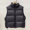 Women's White Duck Down Sleeveless Stand Collar Vest - Korean Style, Versatile, Warm and Thickened for Autumn and Winter.