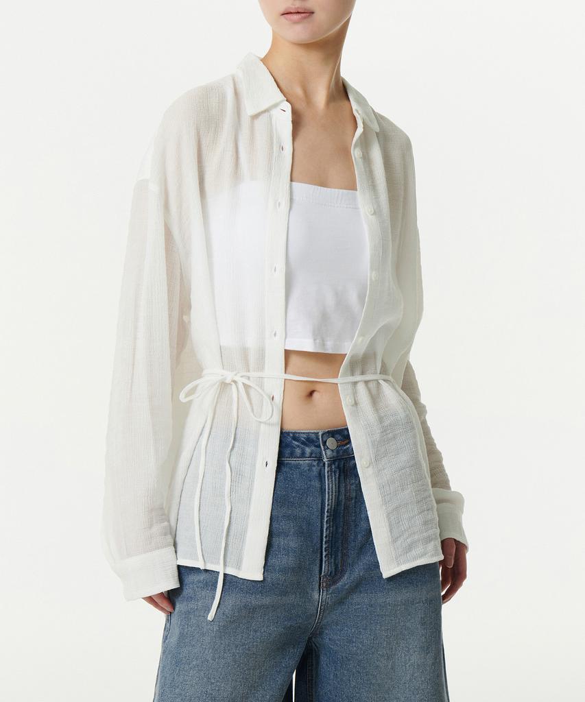MUSINSA STANDARD WOMAN Women'S Oversized Sheer Crinkle Shirt [Ivory]