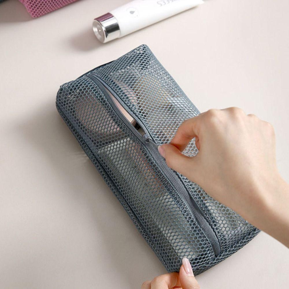 Zipper Mesh Cosmetic Bag Lipstick Bag Storage Toiletry Bag Casual Mesh Makeup Bag  Unisex