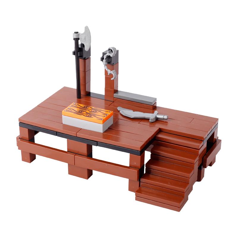 MOC Medieval Guillotine Building Blocks Kit Gallows Tree Hanging Cage Gallows Trial Weapons Bricks Toys Boys Gift