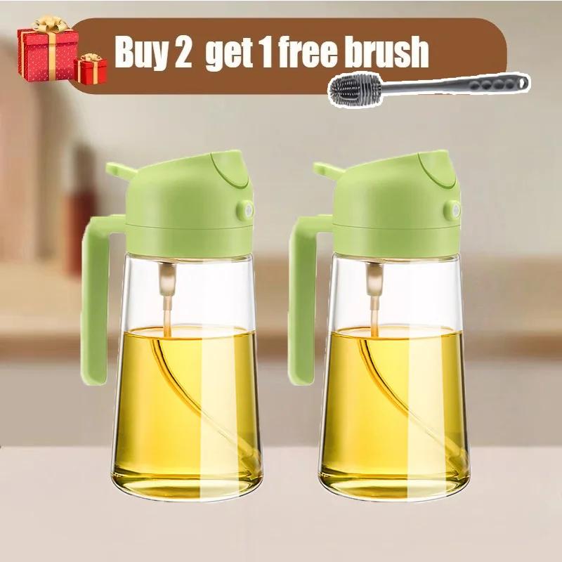 2 in1 Spray Oil Sprayer Kitchen Oil Spray Bottle Plastic 500ML Oil Dispenser Spray Container Cooking Camping Kitchen Seasoning