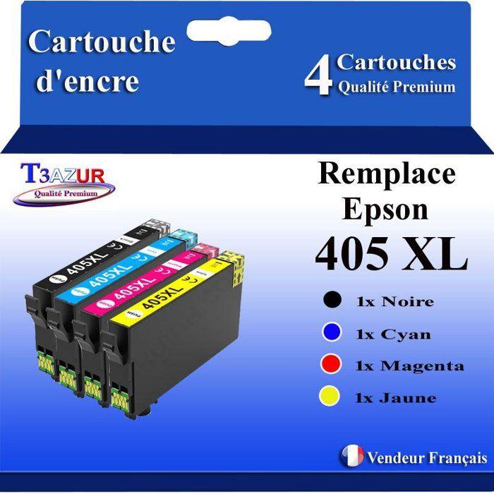 Cartouches compatibles - T3AZUR - Epson 405XL - 4 pièces - Encre haute qualité - 1100 pages par cartouche