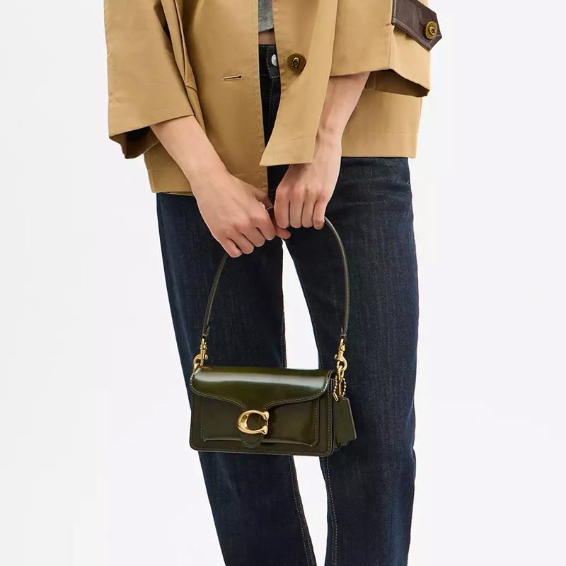 Coach Tabby 20 Metallbesatz Abnehmbarer Schultergurt Leder Schultertasche Kleine Damen Schultertasche Oliv CW632-B4OL
