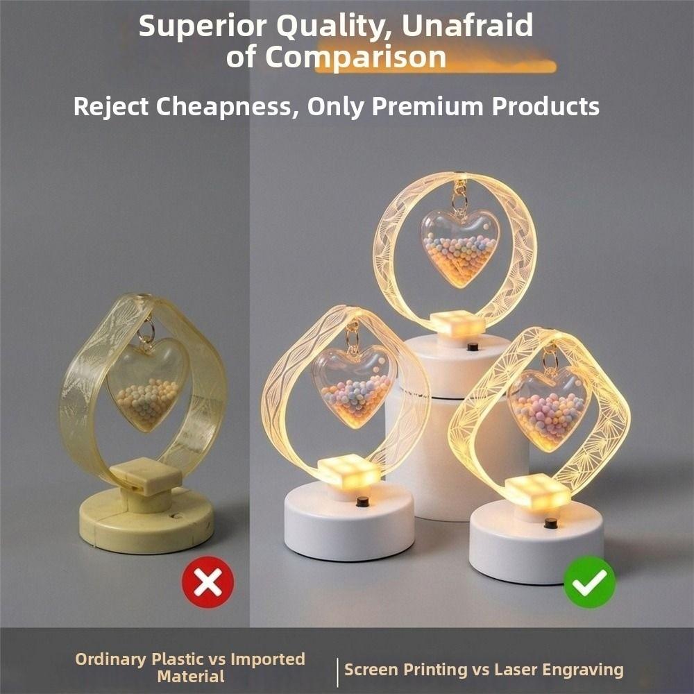 Acrylic Engraved Shade Acrylic Table Lamp Heart Pendant LED Lamp  Office Desk Ornament