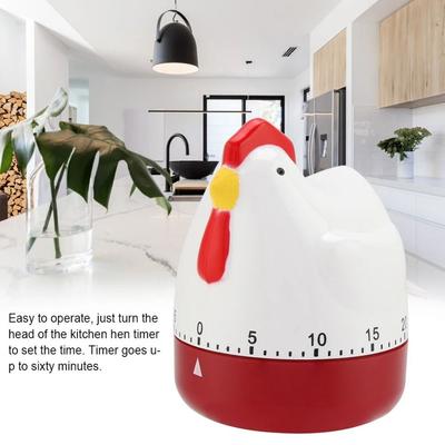 Nouveau minuteur poulet en plastique blanc 60 minutes minuteur de cuisson minuteur de cuisine ustensiles de cuisine