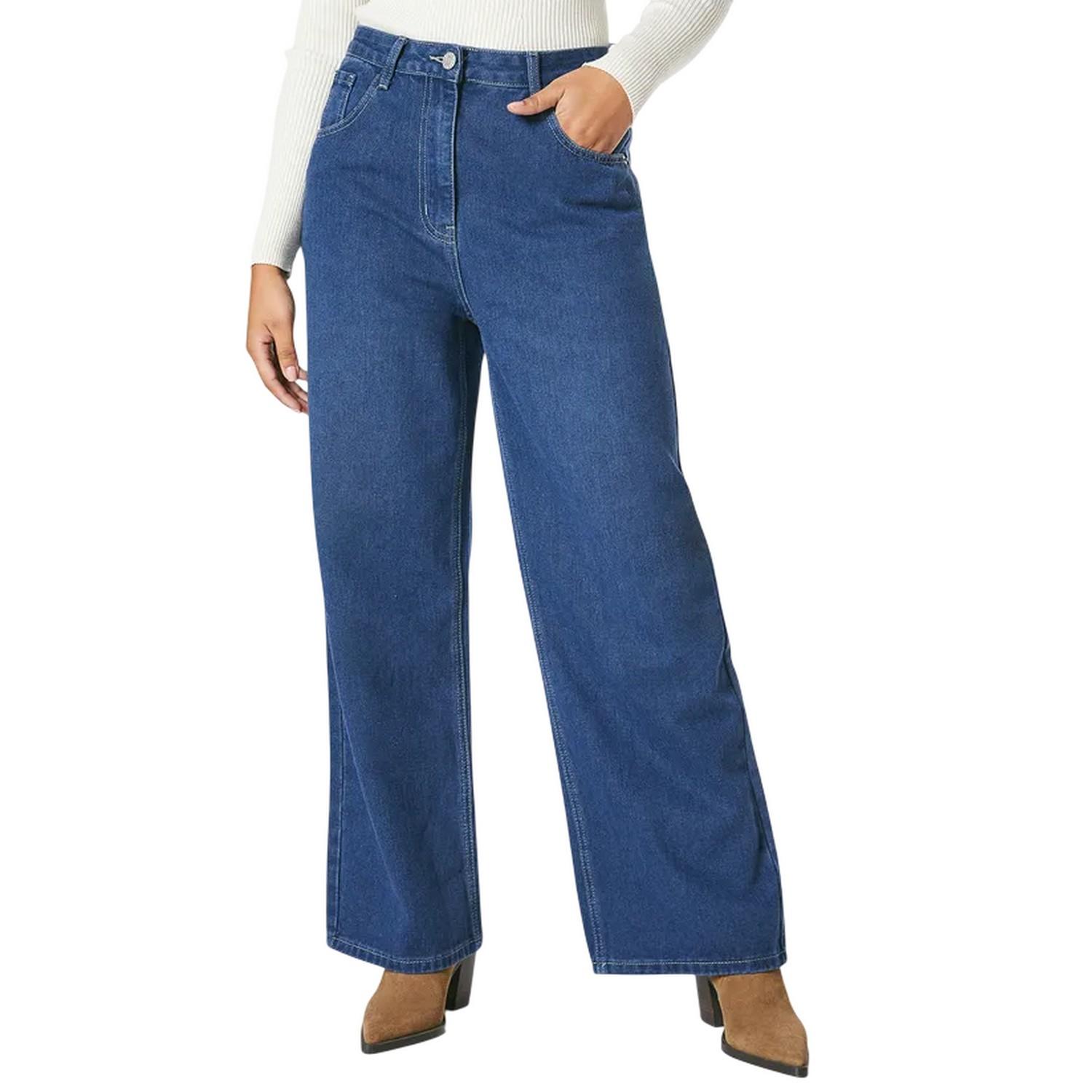 Principles Jeans da donna/signora Petite a gamba larga 18 UK colore blu scuro