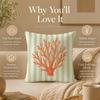 Ocean Life Theme Striped Cushion Cover Double-Sided Printed Pillow Cover Hypoallergenic Dust-Mite Proof