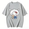 2026 New Kitty X Shinchan Print TShirt Cute Sanrio Loose Fit Casual Tee Harajuku Style Short Sleeve Top Couple Clothing Unisex