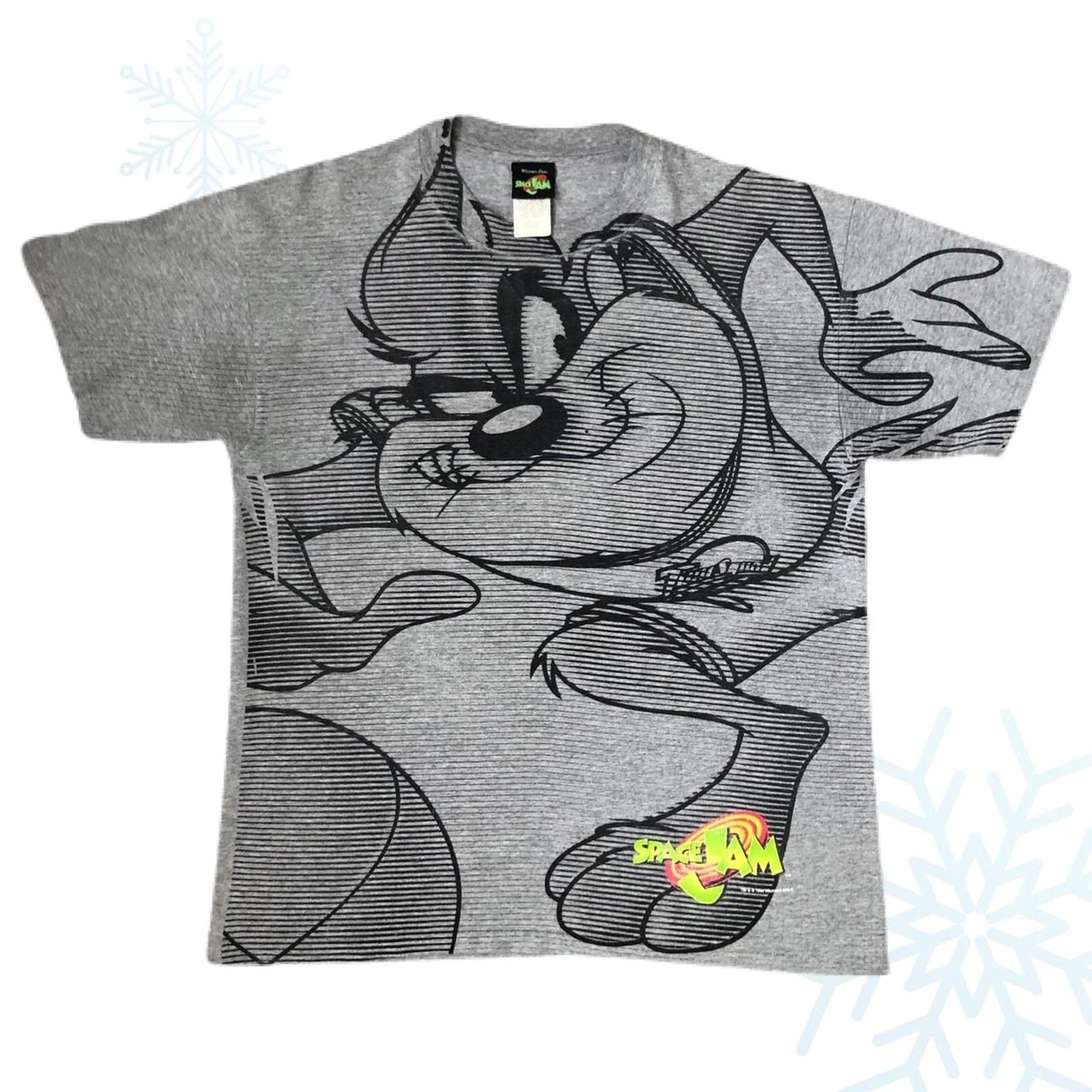 Vintage 90s Space Jam Taz Looney Tunes Basketball 1996 Movie T-Shirt (XL) 2XL