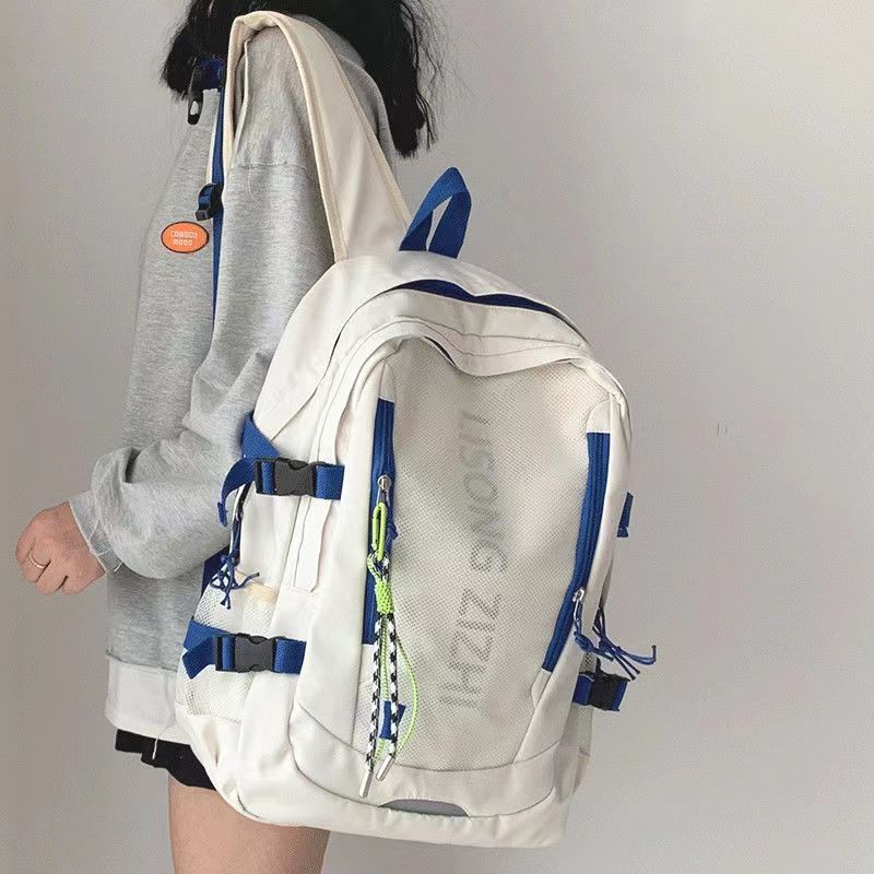 Unisex Schoolbag Female Bags College Student Simple Leisure Travel Computer Backpack with Cute Pendant Large Capacity Backpacks for School