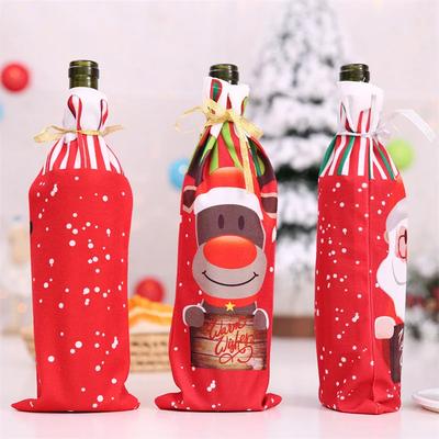 Christmas Wine Bottle Covers Snowman Elk Santa Claus Printed Champagne Bottle Ornaments Bags for New Year Table Decor Xmas Gifts