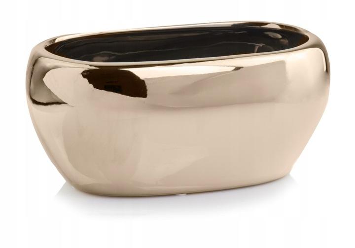 Doniczka Osłonka Ceramiczna Rynna Złota Do Kwiatów Prezent Kompozycja 26 Cm