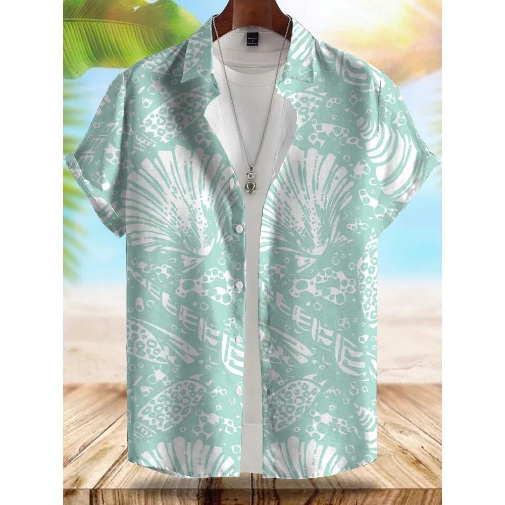 Seaside Hawaiian Style Men's Shirt Summer Vacation Casual Men's Short-sleeved Shirt Outdoor Beach Loose Comfortable Men's Shirt