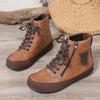 Women'S Boots Classic Fashion Plus Size Round Head Side Zipper With Plush Winter Leather Boots For Women Shoes Botas Mujer