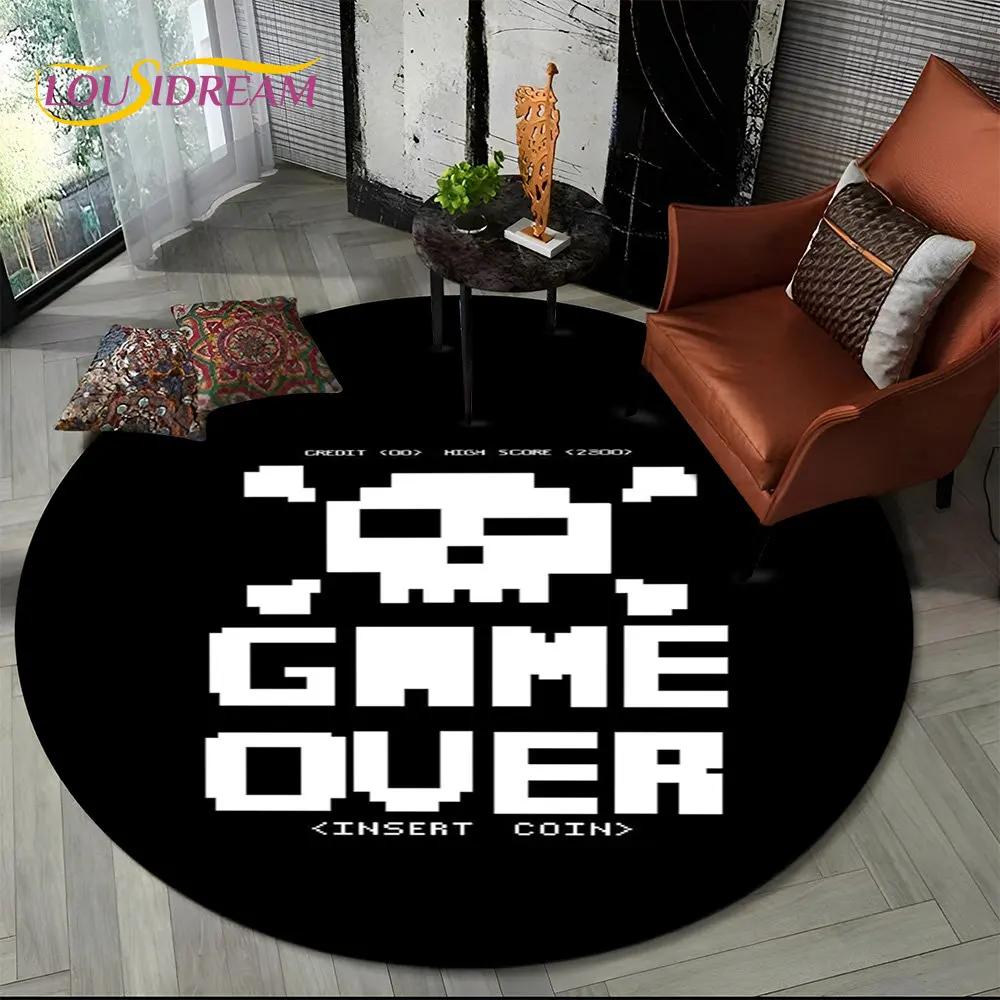 Cartoon Gamer Game Controller Round Area Rug,Circle Carpet Rug for Living Room Children's Bedroom Sofa Decor,Non slip Floor Mat