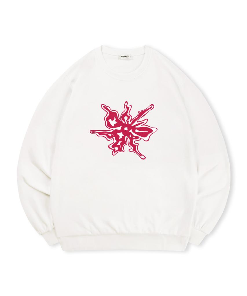 TOPBOY [Non-Fleece Or Fleece] Flower Print Sweatshirt (Type C)