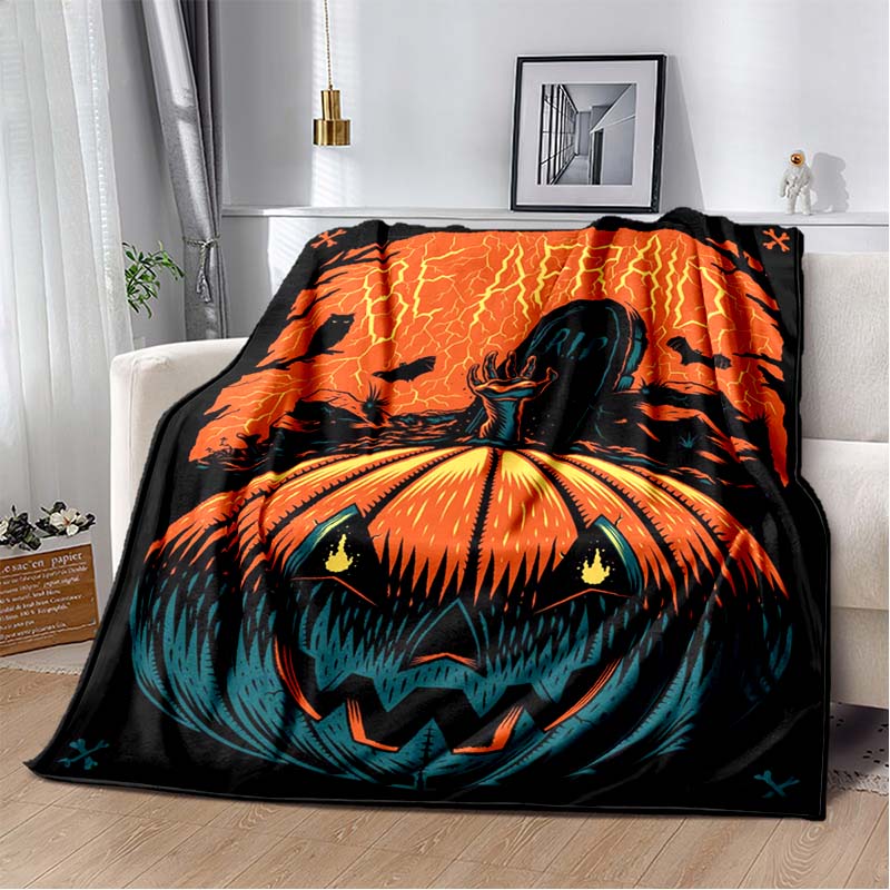 Halloween Terrifying Pumpkin Surprise Soft Blanket Home Room Sofa Bed Warm Travel Picnic Leisure Office Oversized Gift Blanket