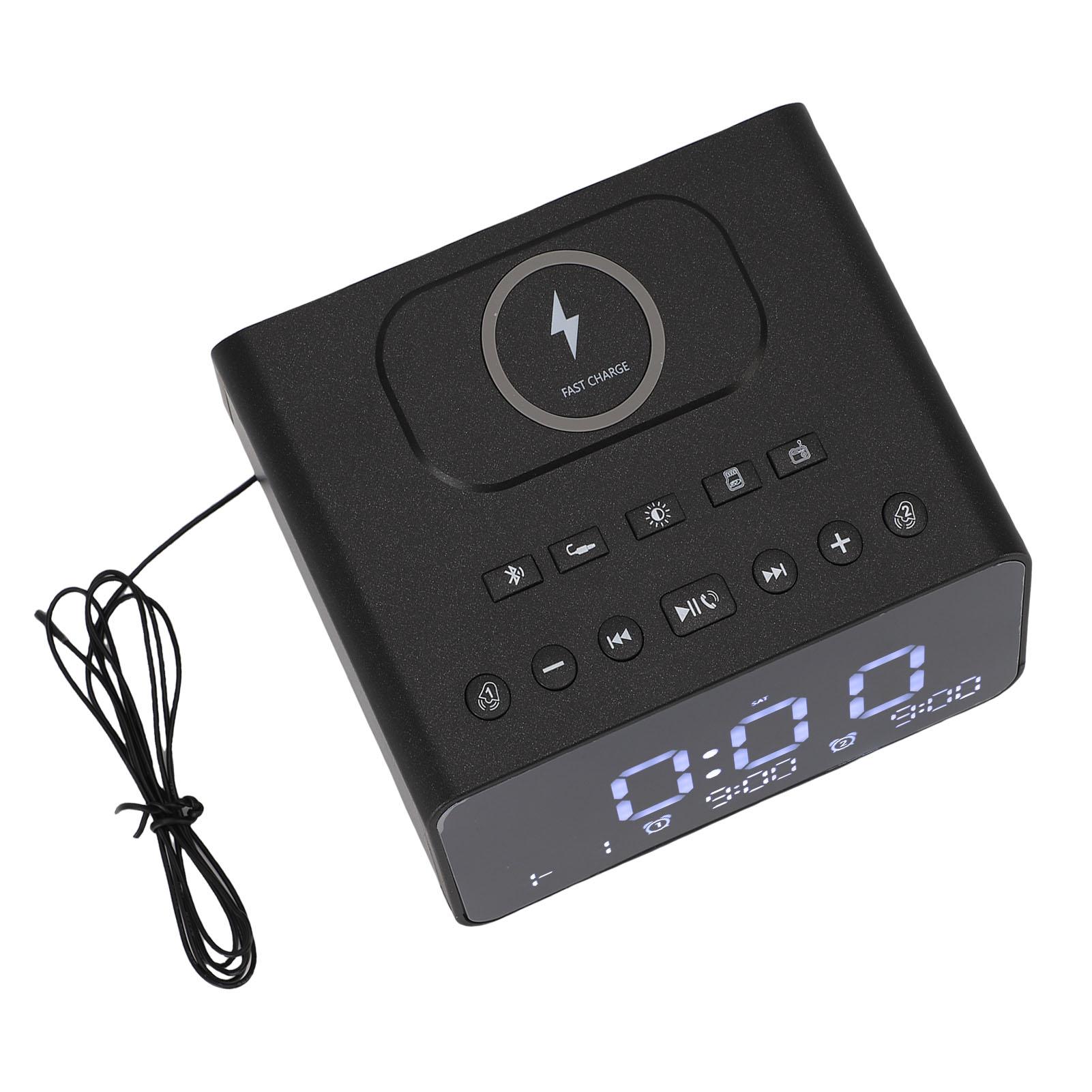 

Радиочасы динамик Bluetooth цифровой многофункциональный с двойной зарядкой USB беспроводной зарядкой ЕС US Plug