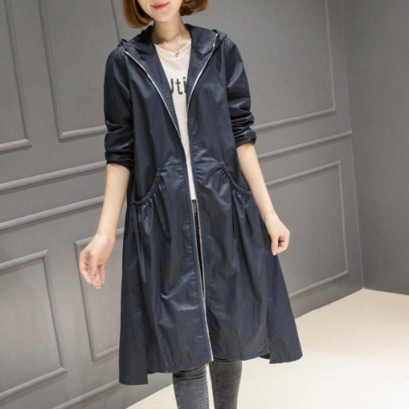 Damen Oversized Kapuzen-Trenchcoat Mittellang Lockerer Schnitt Einfarbig 2025 Stilvolle Lässige Oberbekleidung