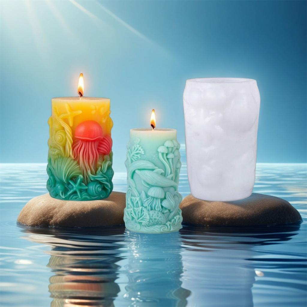 Silikonová forma na svíčku s tématem mořských živočichů Válcové silikonové formy na svíčky pro epoxidovou pryskyřici Svíčka Mýdlo Domácí dekorace