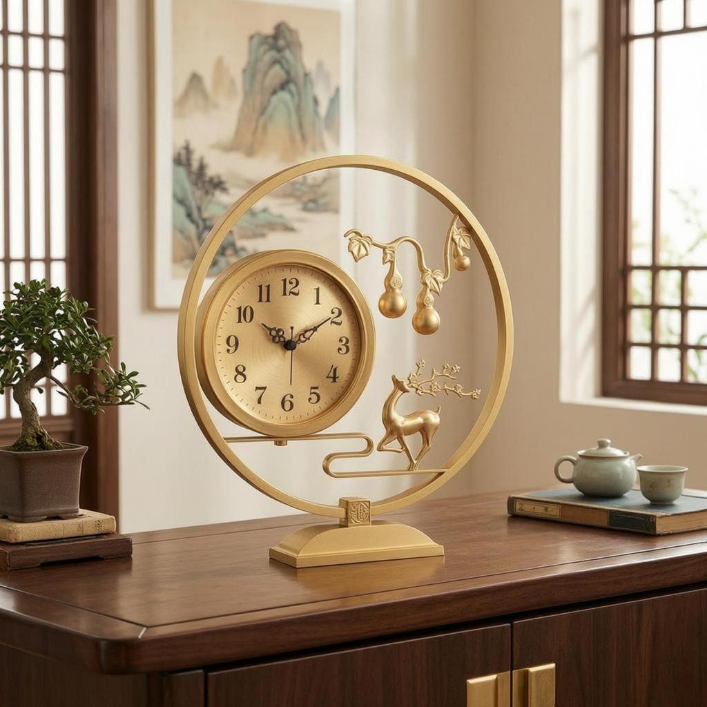 Brass Tabletop Clock Finish Decorative Ornate