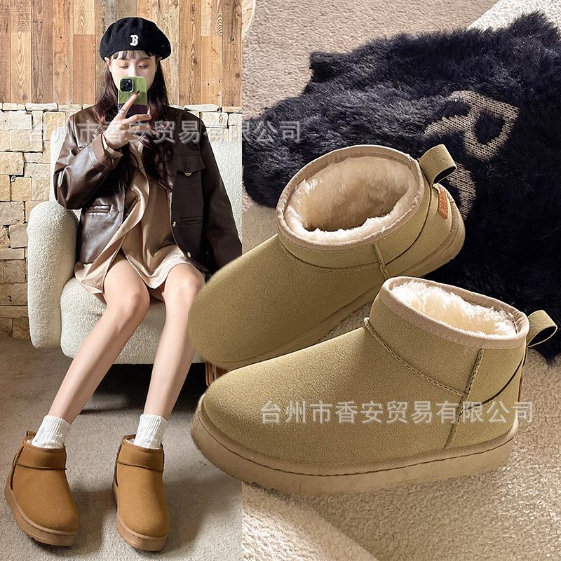

Large size snow boots winter velvet thickened 2024 new lace-up warm flat bottom non-slip Northeast cotton shoes women 36 хаки