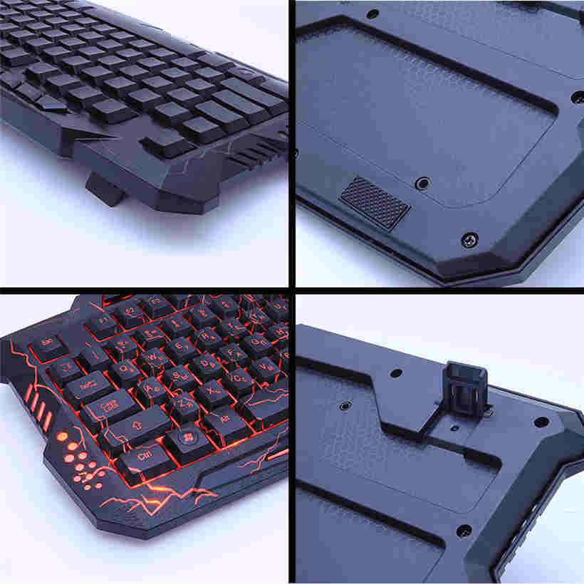 Colorful Breathing Waterproof Gaming Keyboard USB Tri Color Backlit Gaming Keyboard