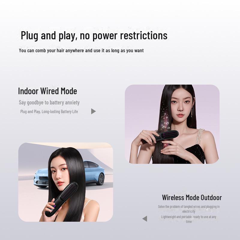 Portable LCD Hair Straightening Comb: Negative Ion Charging, Safe Heat, No Hair Damage