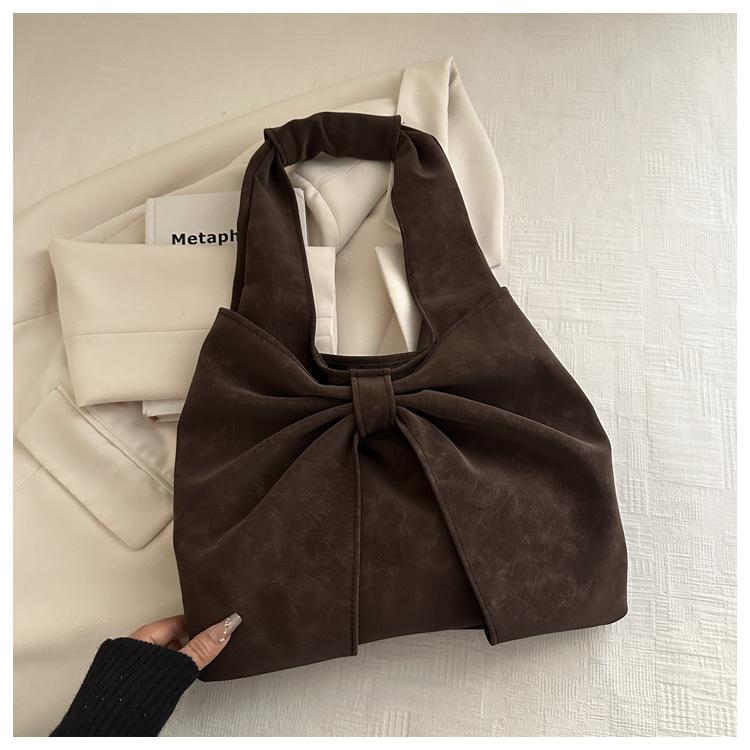 Autumn Winter New Fashi Simple Shoulder Bag Large Capacity Tote Bow Underarm Stylish Handle Bag Texture Simple Commuting Bag