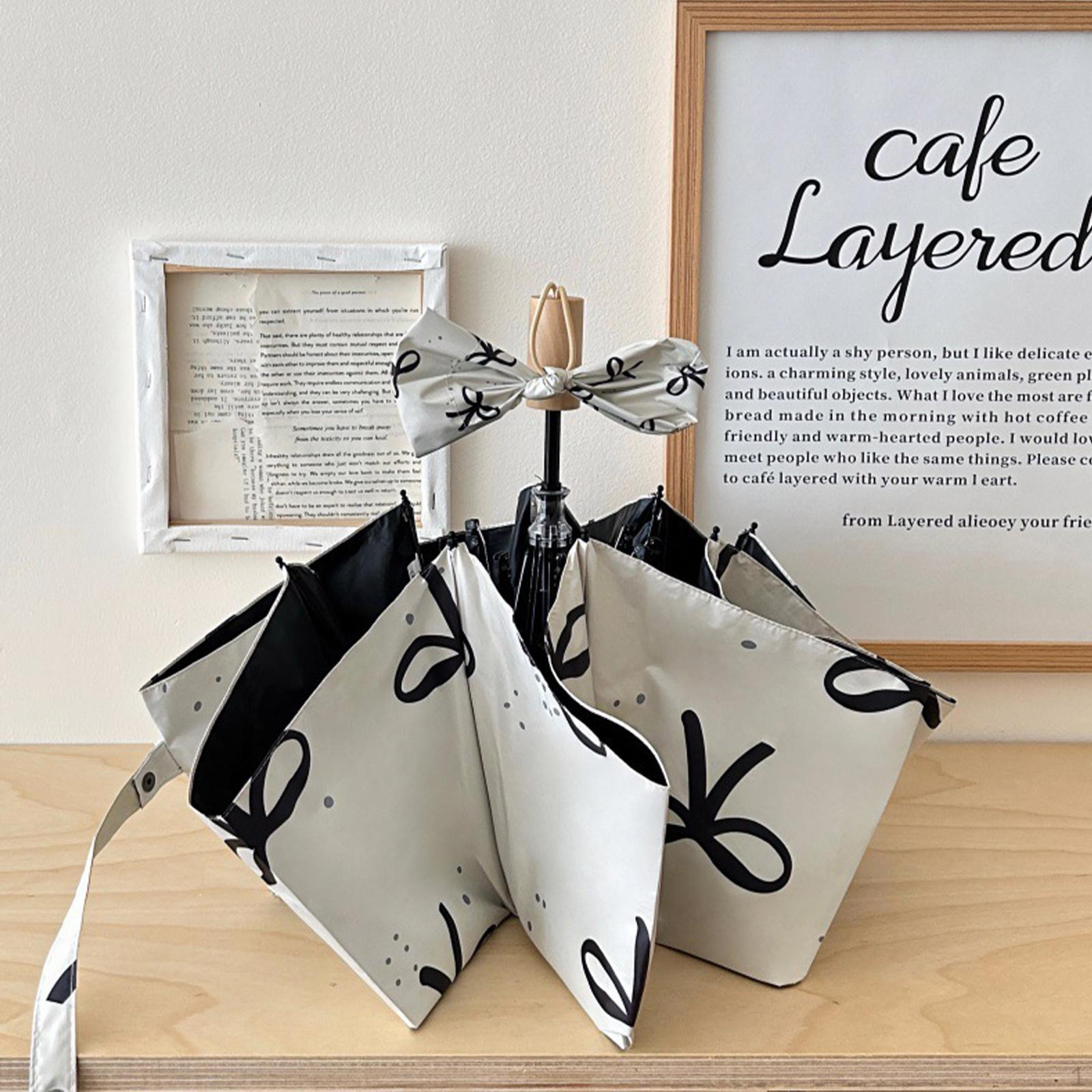 

Складной зонт для путешествий на открытом воздухе ветрозащитный подарочный легкий компактный мультяшный зонтик от солнца и дождя Wooden Handle_3 Fold