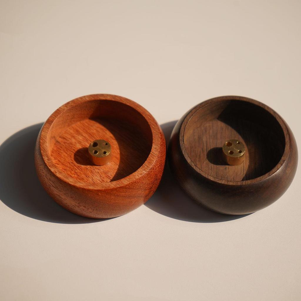 Ebony Purple Sandalwood & Rosewood Round Portable Incense Holder for Office and Indoor Use