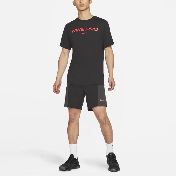 Nike Letter Print Colorblock Casual Sports Shorts Men Bottoms Black CZ7711-010