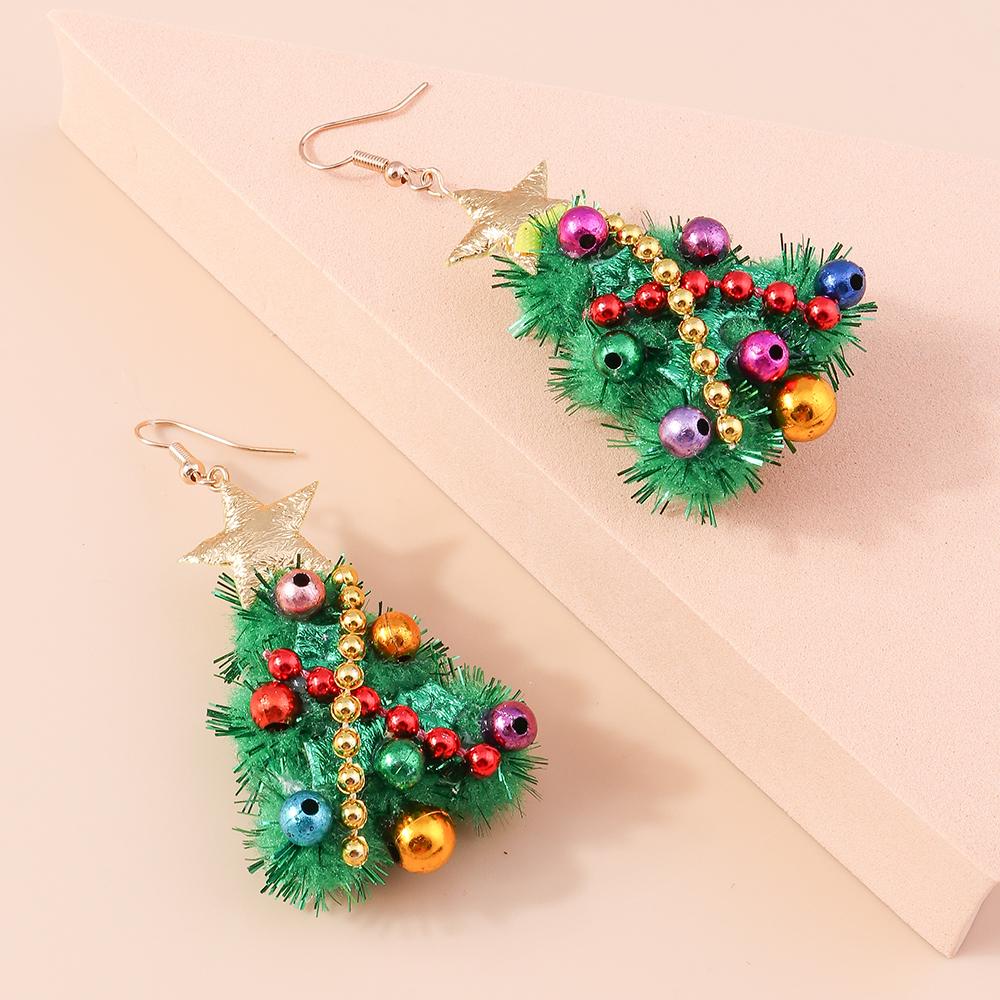 Fashion Christmas Tree Drop Earrings for Women Girls Elk Santa Claus Dangle Earrings X'mas New Year Jewelry Gifts