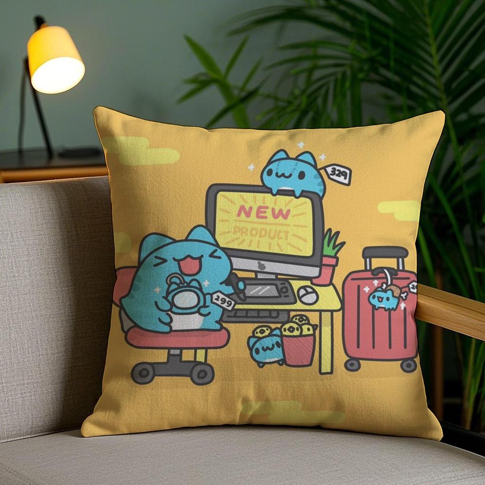 B-Bugcat C-Capoo Cushion Cover Soft Short Plush Double-Sided Printing Home Decor Machine Washable Pillow Case Gift