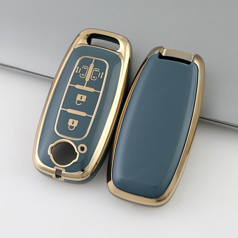 Nissan Car Key Cover - Gold Edge Protective Shell with Full Wrap and Buckle