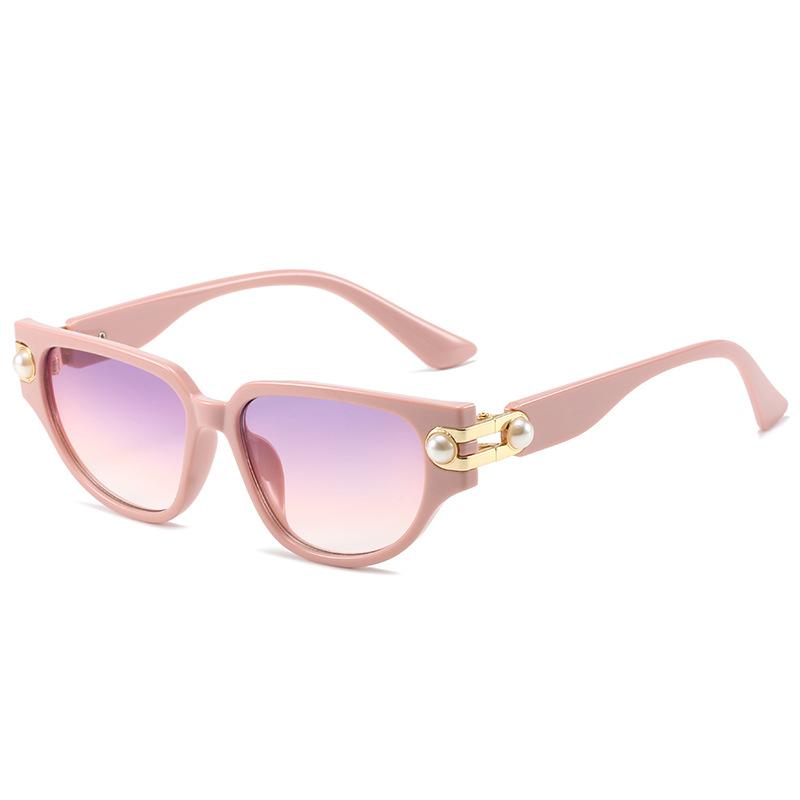 Triangular Cat Eye High-End Pearl Sunglasses, Plain Sunglasses, Women'S Trendy Glasses