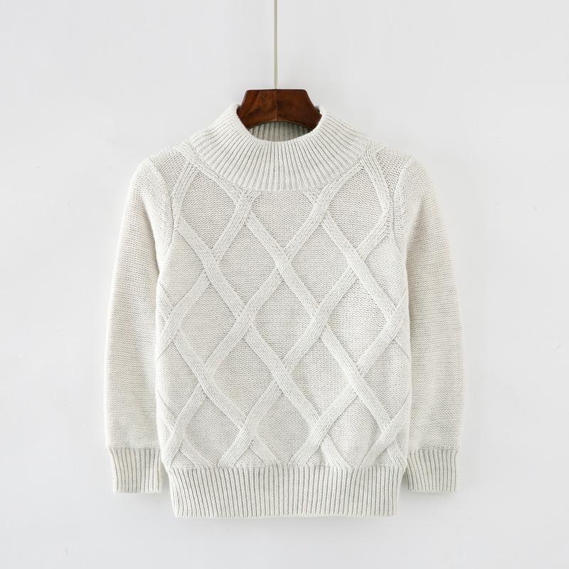Korean Style Solid Color Fleece Knit High Neck Baby Pullover Sweater