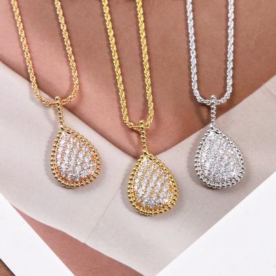 New Vintage Women's Necklace Luxury Jewelry For Women Water Drop Designer Pendant Pure 925 Sterling Silver Lady Party Necklaces