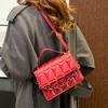 Solid color texture small bag women's autumn 2025 new trendy fashion portable small square bag simple diamond shoulder messenger bag