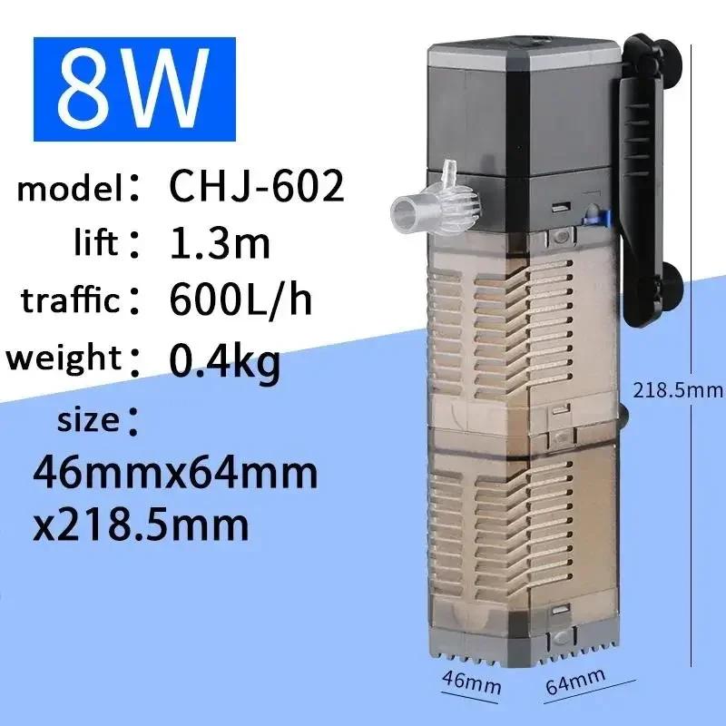 Aquarium-Zubehörfilter mit quadratischem Ausguss, ultraleise, hängende Tauchluftpumpe, Drei-in-Eins-Tankfilter, Wasserpumpe 220 V