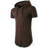 Men's T-shirt Hooded Zipper Decoration Medium Long Round Neck Base T-shirt