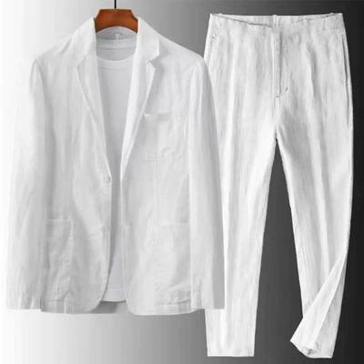 Men's Jackets and Pants Men's Linen 2-piece Suit Spring and Summer Thin Fashion Casual Suit Suit Men's Spring and Summer Thin Section