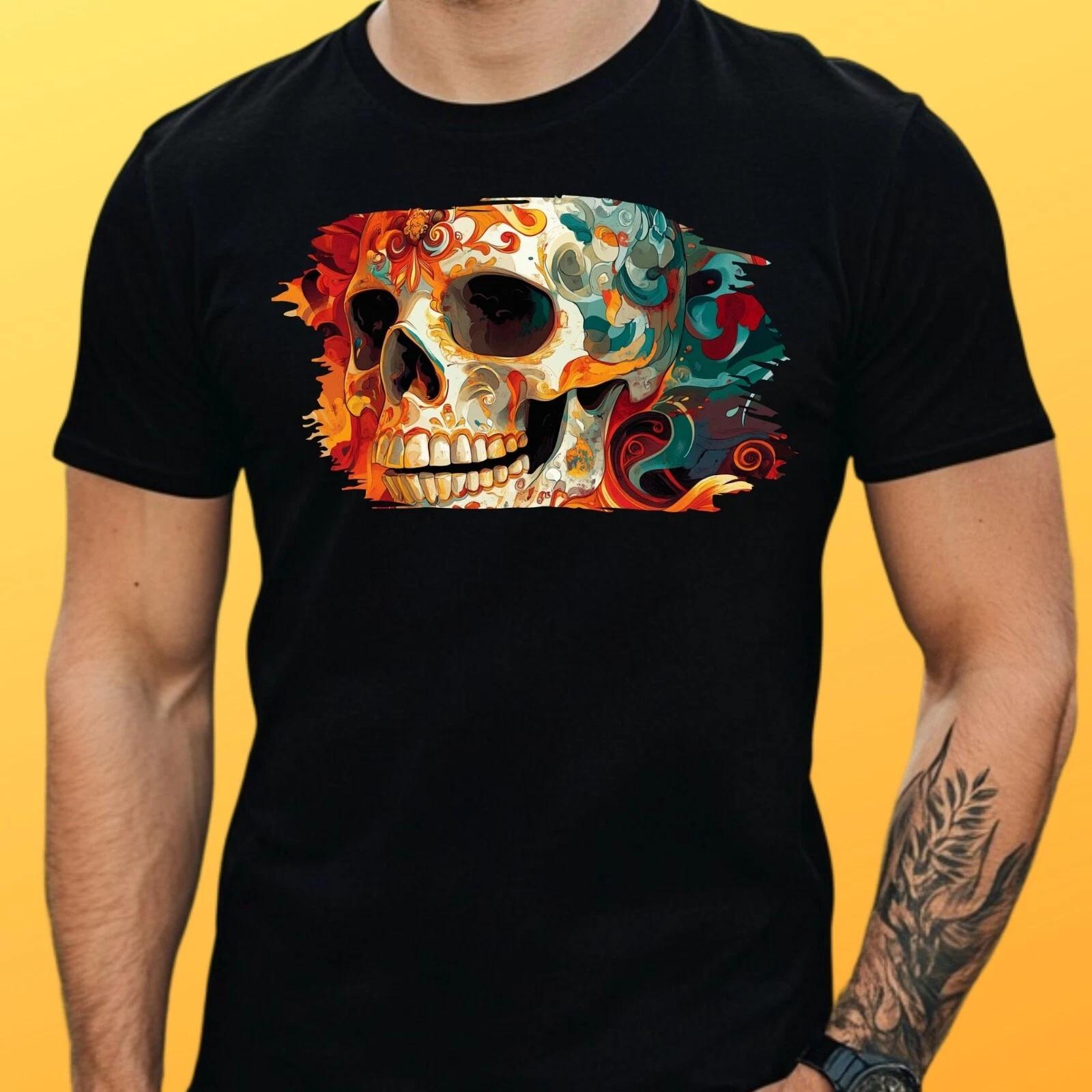 T-Shirt Herren Totenkopf Motiv Baumwolle Größe S bis 5XL S