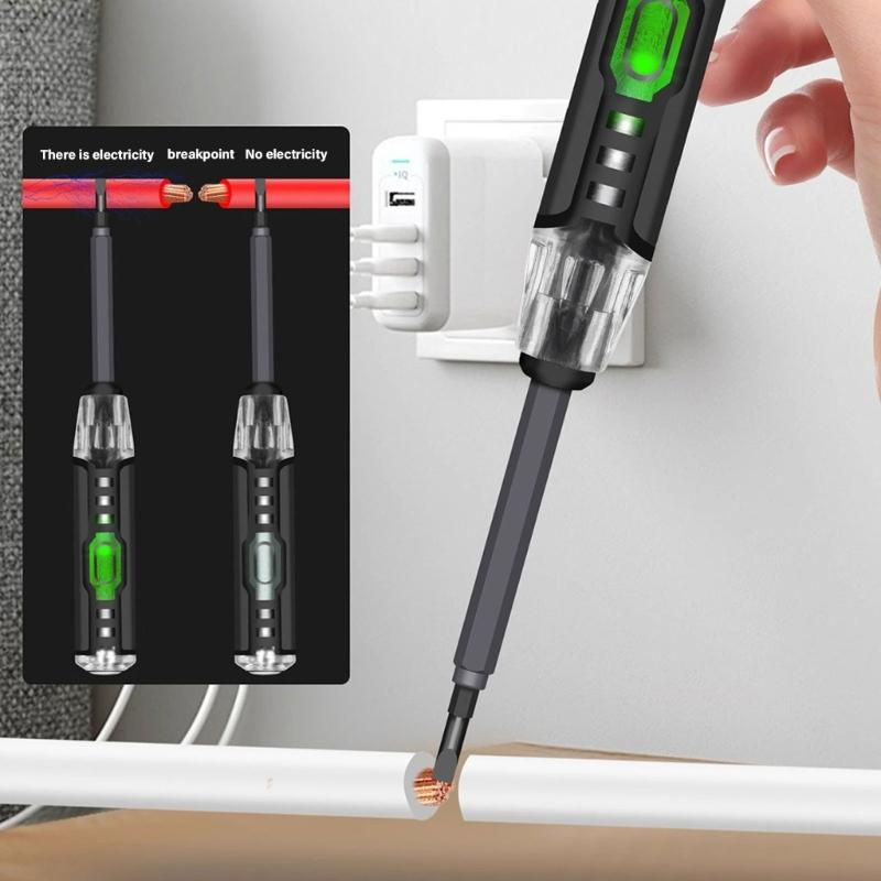 2 in 1 Voltage Tester Current Detector Screwdriver High Torque Magnetic Bit Nonslip Handle for Home and Professional Use