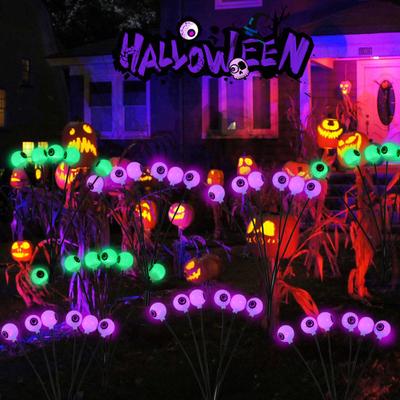 Solar Kugelaugen Lichter Halloween Außen Steckerleuchten Bunte Leuchtende Geisteraugen Design Wasserdichte Dekorative Lichter für Garten Rasen Hof