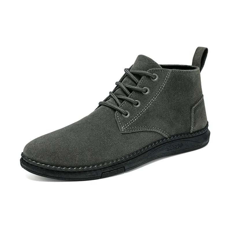

Мужская формальная обувь Осень Повседневные короткие ботинки Для ходьбы Новый стиль 2025 Мужские ботинки челси Замшевые Зеленые На плоской подошве Лоферы Для ходьбы 39 серый